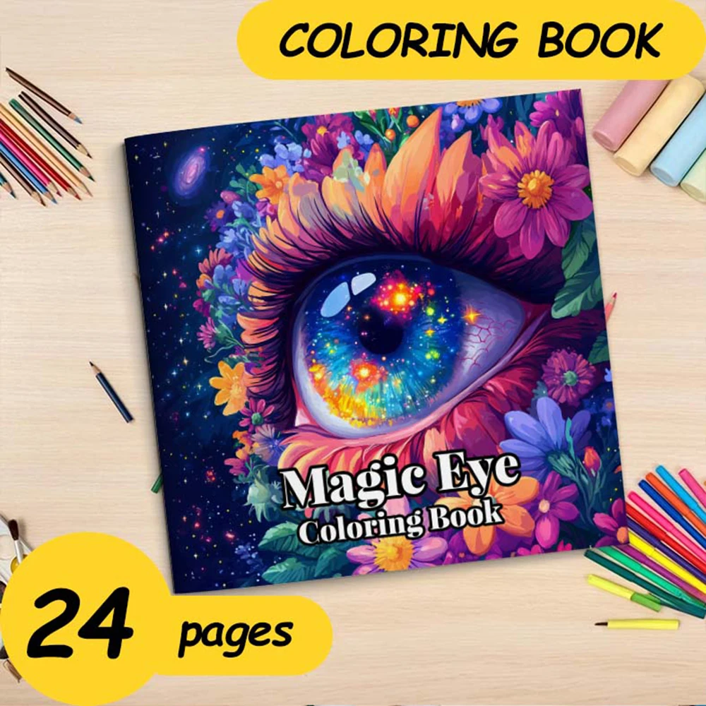 Magic Eye Coloring Book 24 Pages Of Vibrant, Whimsical Patterns Creative Relaxation Ideal Gift For Holiday Birthday Party