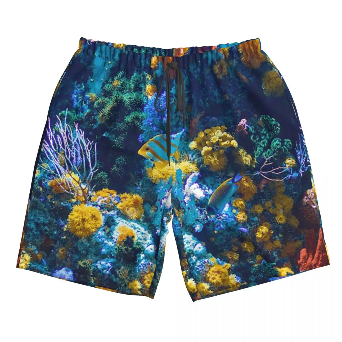 Celana Pantai Pria Motif Terumbu Karang Australia Berwarna-warni Dengan Ikan Tropis, Celana Pendek Kasual Cepat Kering Untuk Berenang Musim Panas