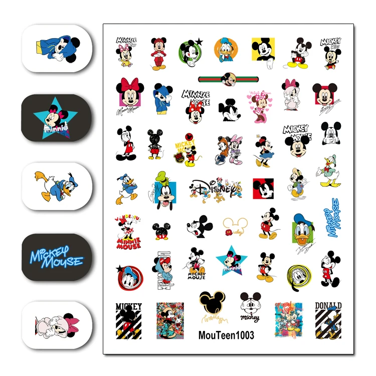 Disney All Mickey Mouse Series pegatina de agua para uñas dibujos animados Minnie Mouse calcomanía de uñas agua 3,15 pulgadas * 4,13 pulgadas # 1003