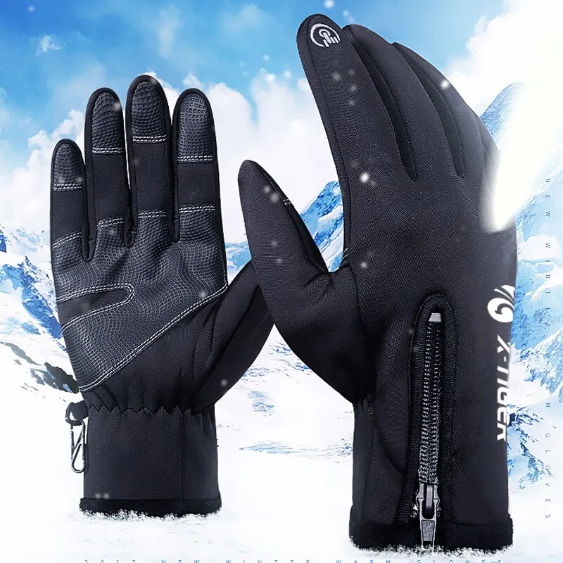 X-TIGER Autumn Winter Fleece Bicycle Gloves Touch Screen Full Finger Gloves Long Wrist Warm Cycling Gloves For Cycling