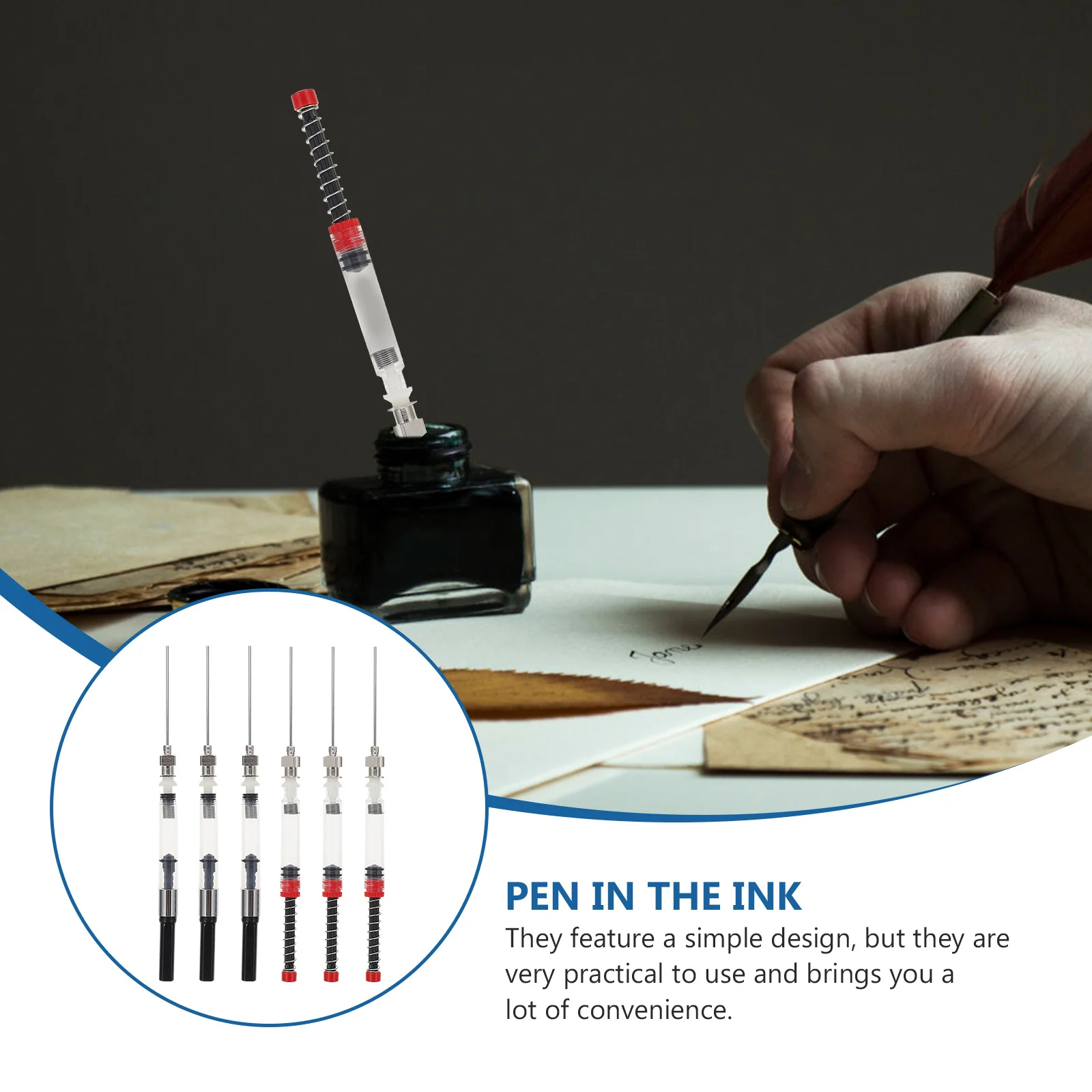 

Fountain Pen Ink Absorber Spring Tool 6Pcs Converter Refill Auxiliary for Smooth Writing