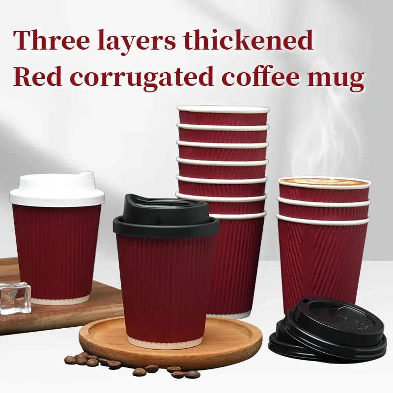 

50/25pc Disposable Corrugated Coffee Paper Cups Insulated Double-layered Cup Hot Tea Milk Beverage Cup 2025 New Year Paper Cups