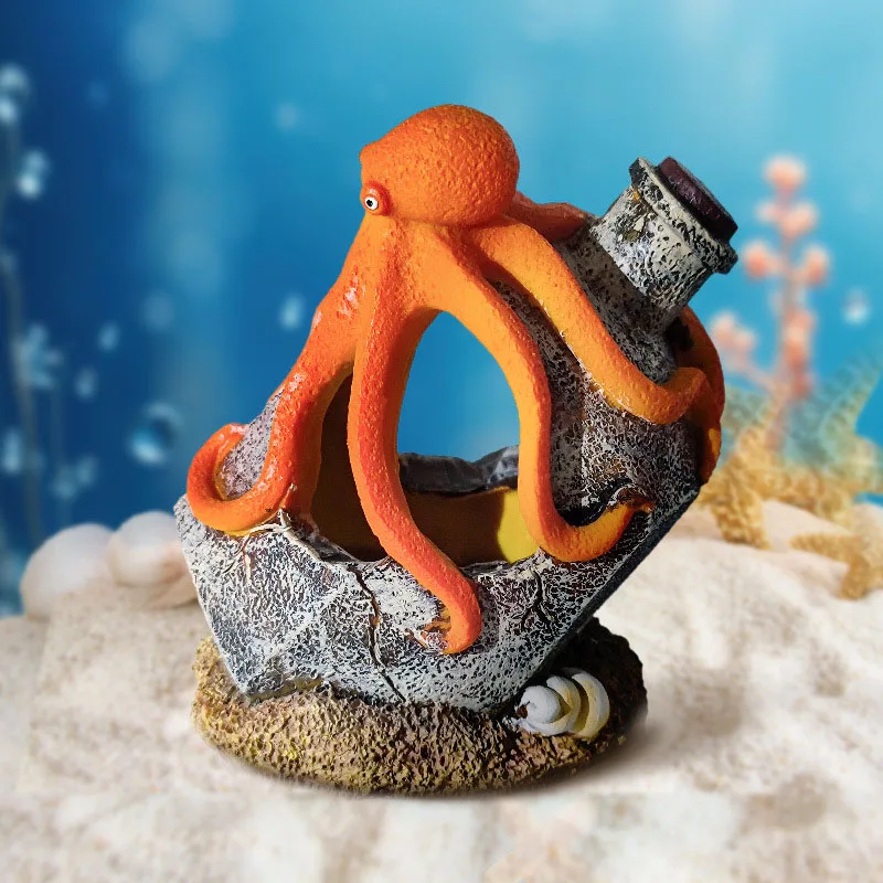 Adorno pulpo gris para acuario - Refugio para peces y camarones - imagen 5