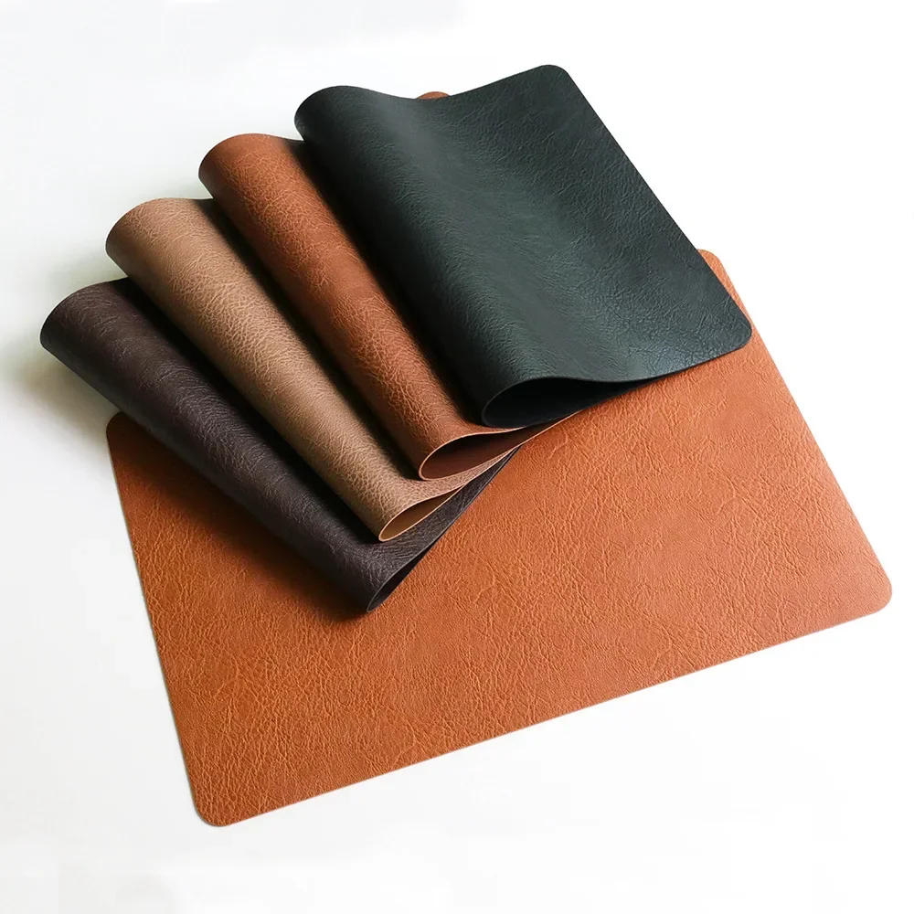 Cowhide-Texture PVC Leather Placemats Waterproof Oil-Resistant Heat-Resistant Coffee Mats Dining Tables Western Dining