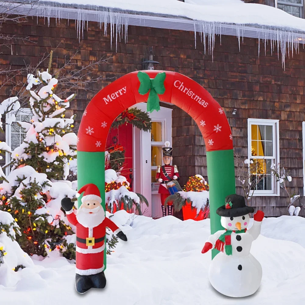 Christmas Decor Inflatables Archway Outdoor Decorations with LED Lights Arch Blow Up Yard Decoration Lighted Inflatable Decor