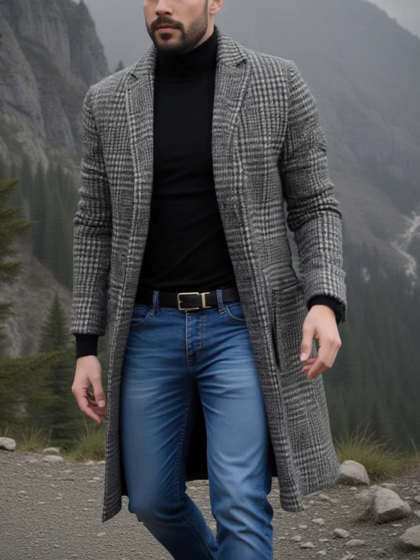 Winter Must Have Overcoat Men’s Classic Checkered Coat Quilted Warmth Slim Single Breasted With Lined EU Sizing Any Occasion 3 Winter Must Have Overcoat Men's Classic Checkered Coat Quilted Warmth Slim Single Breasted With Lined EU Sizing Any Occasion 3
