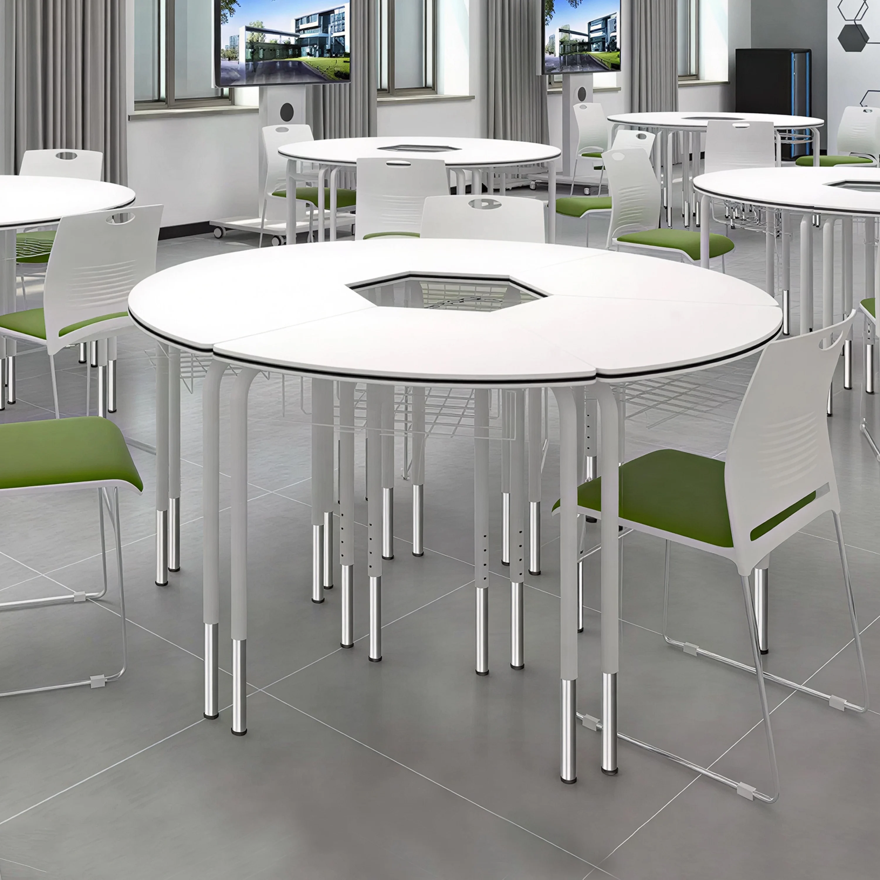 #￥Folding Conference Table with Fixed Legs Modern Design T-shaped Modular & Durable for Office Use in Corporate Training Centers