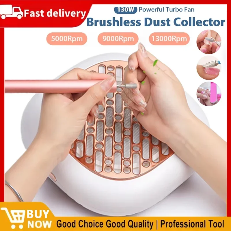 

130 Вт супер всасывающий бесщеточный пылесборник для ногтей, мощный пылесборник для ногтей, вентилятор для маникюра, пылесос с 2 фильтрами
