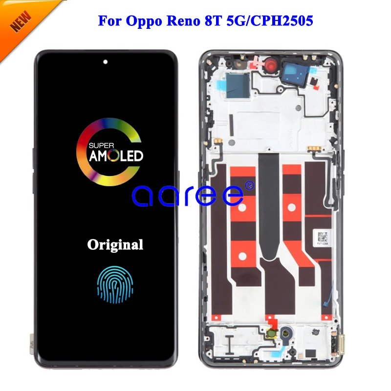 Imagem -03 - Amoled Tela Lcd para Oppo Reno 8t 4g Toque Digitador Assembly Original