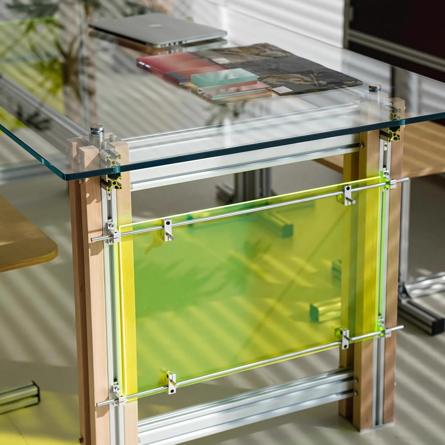 

Modern aluminum profile transparent glass desk personalized creative rectangular desk