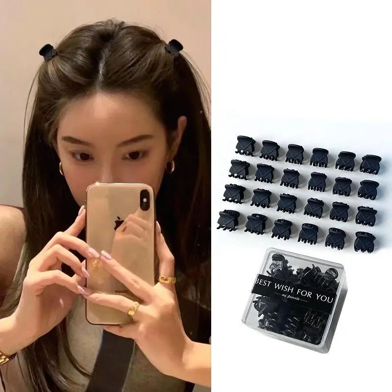 Mini Hair Claw Clips Korean Simple Small Black Transparent Plastic Clips Hairpin Kids Hair Styling Accessories for Women Girls