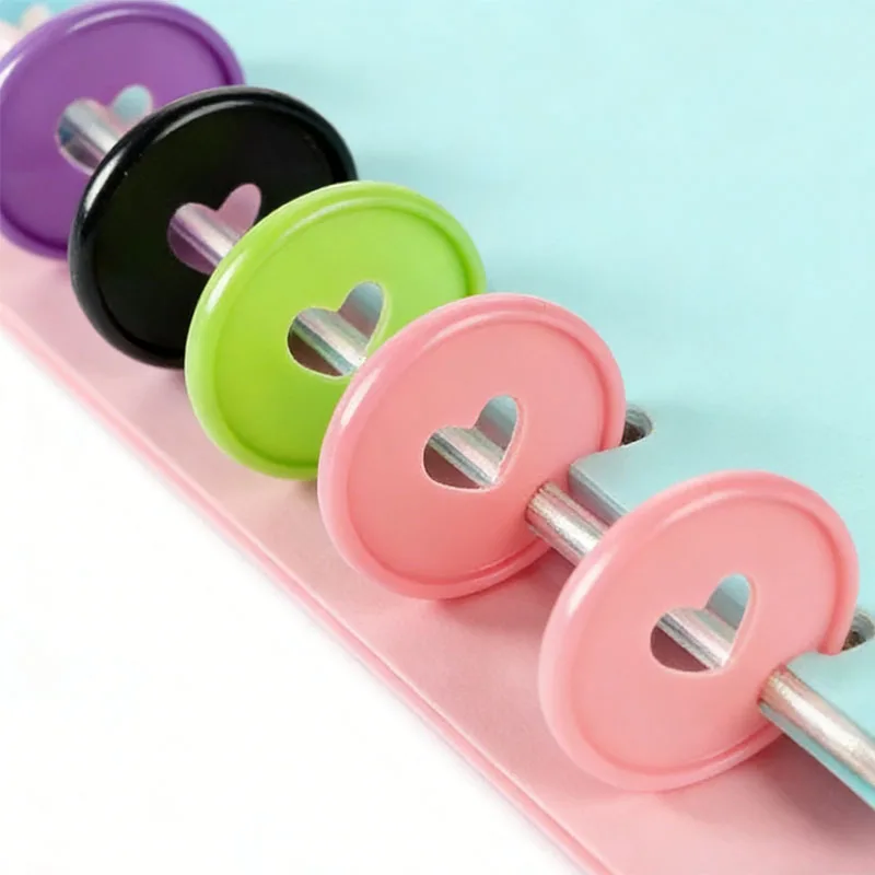 100PCS 35MM Love Plastic Binding Ring Loose-leaf Mushroom Hole Notebook Binder Disc Writing Pad Hand Ledger Buckle