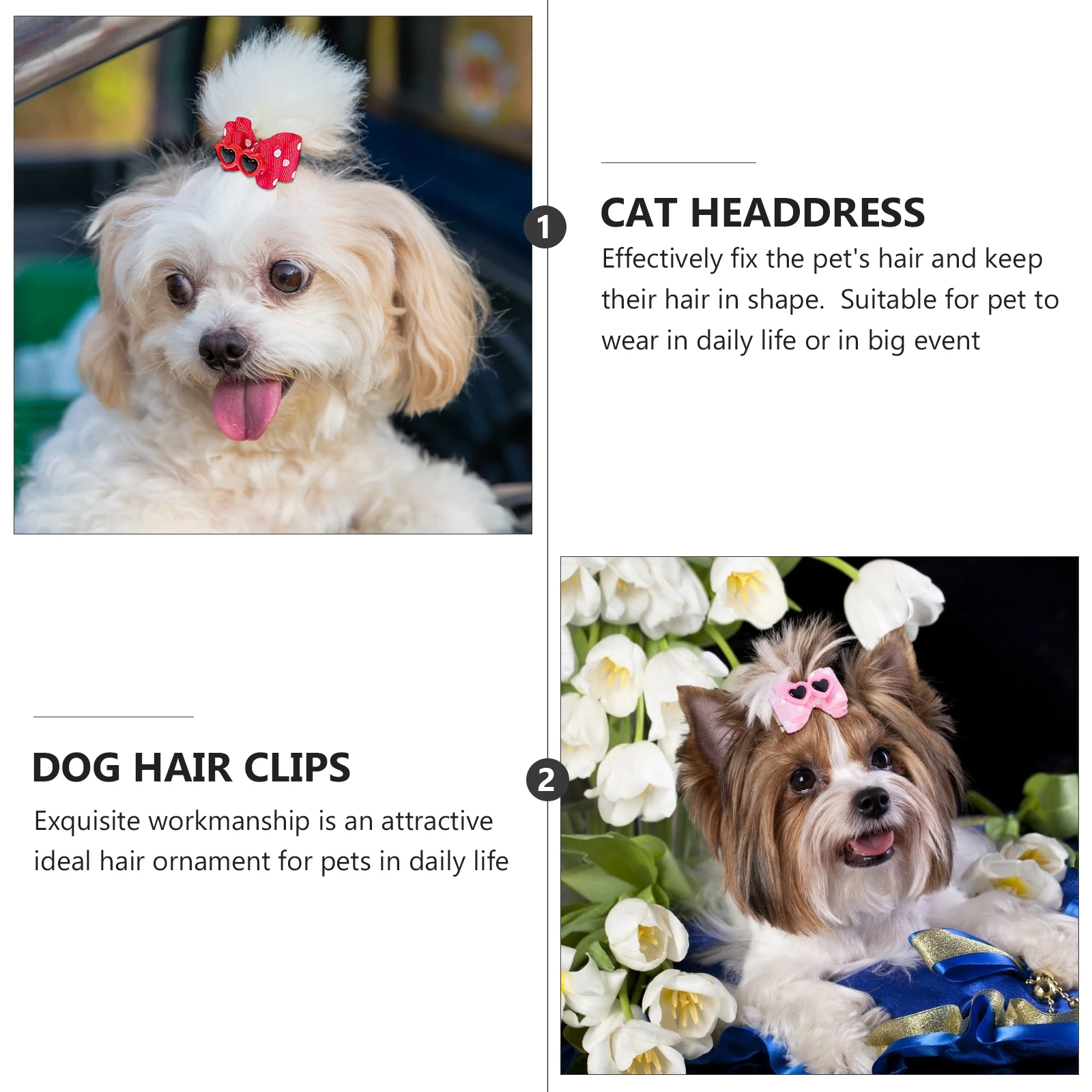 

10 Pcs Pet Hairpin Accessories Set Bowknot Hairpins for Ornament Summer Cat Accessory Ribbon Barrettes Polyester Headdress