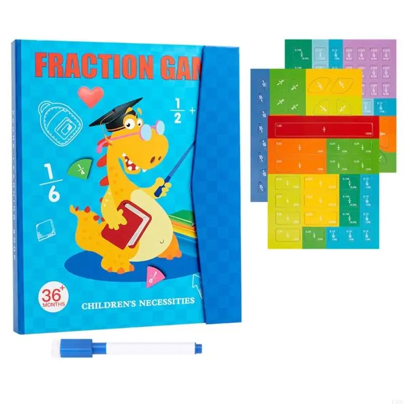 Fraction Tiles & Fraction Circles Learning Puzzle Game Set for Preschool Math Manipulatives Educational Tool D5QC