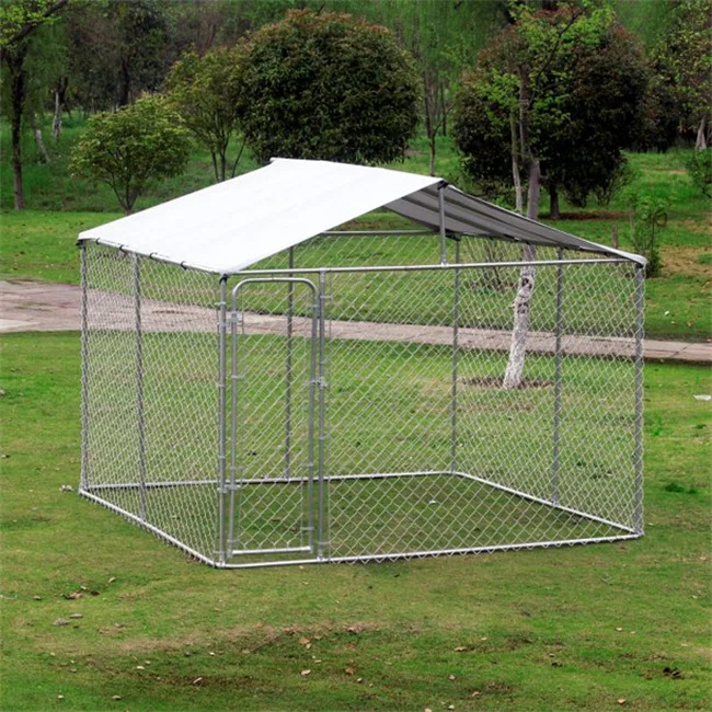 

Large Outdoor Dog Kennel Breathable Metal Wire Playpen with Shade Roof Cover Zipper Closure Pet House