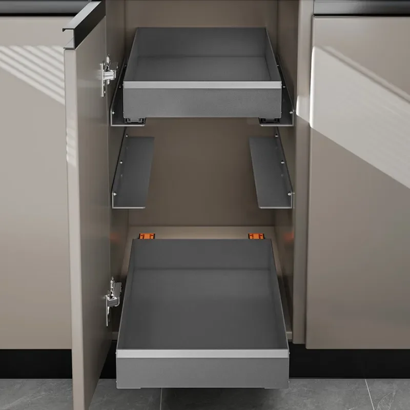 

Kitchen basket cabinet interior renovation drawer type layered shelf ultra-deep cabinet seasoning pull blue storage shelf