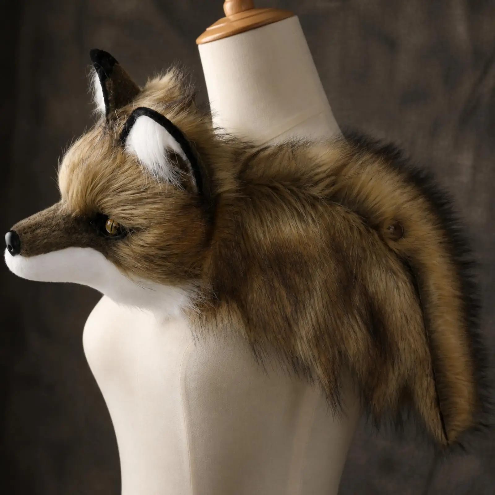 Anime Fox Shoulder Cape Plush Faux Fleece Cosplay Wrap for Adults Themed Dress Up Party