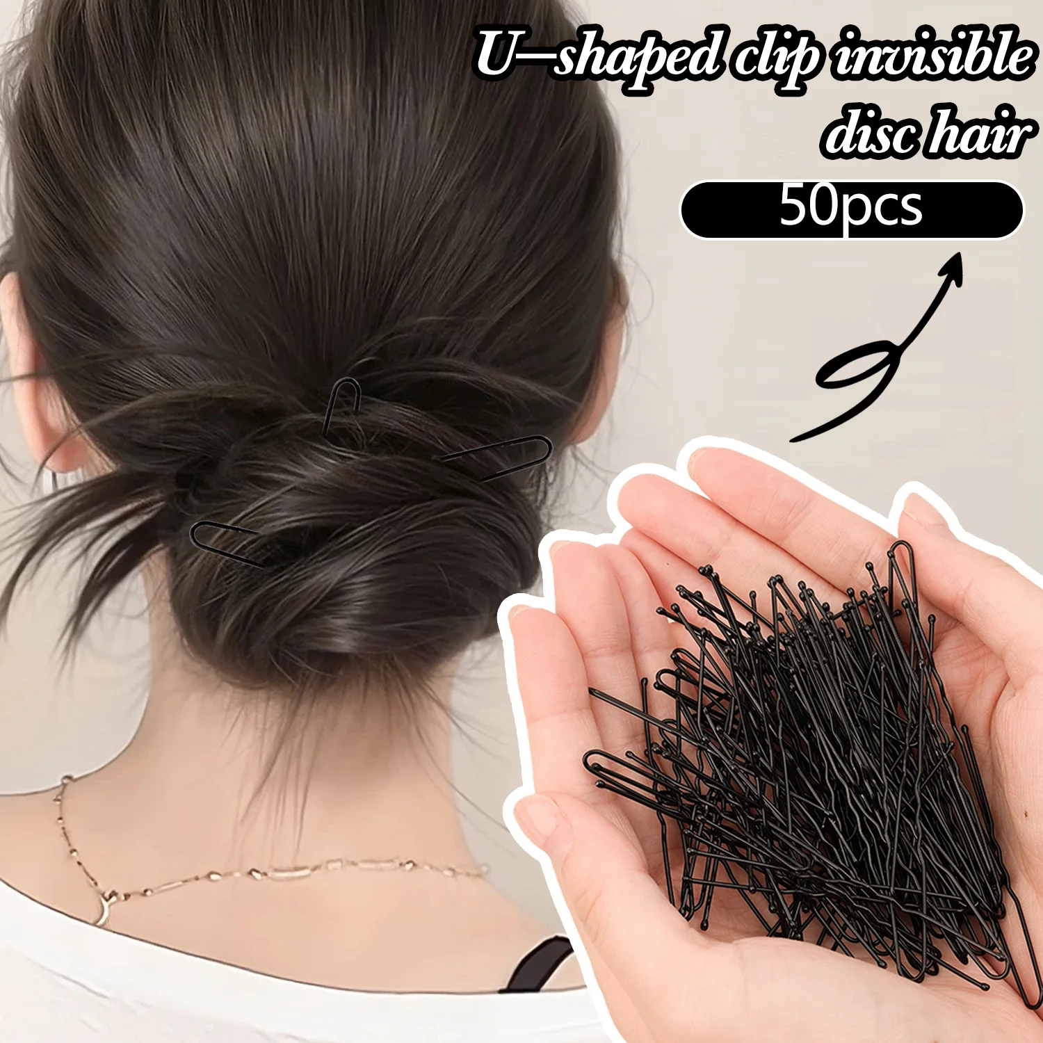 5/6/7cm Schwarze Wellenförmige U-förmige Haarnadeln, Unsichtbare Metall-Haarspangen, Styling-Haaraccessoires für Frauen – Detail 4