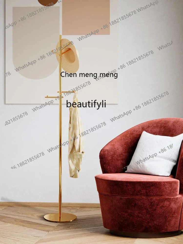 

cn8350 LHY Nordic Light Luxury Coat Rack Floor Clothes Rack Bedroom Vertical Household Small Simple Pannier Bag Rod