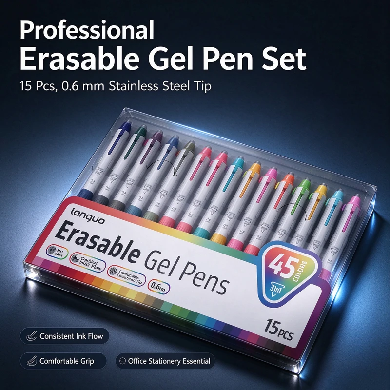 9-45 Colors 3-in-1 Erasable Gel Pen Set, 0.6mm Multi-Color Telescopic Pen, Smooth Writing for School Office Stationery Supplies