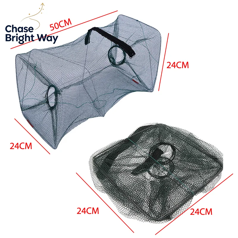 Fish Trap Net Fishing Gear Crab Prawn Shrimp Crayfish Lobster Crawdad Foldable