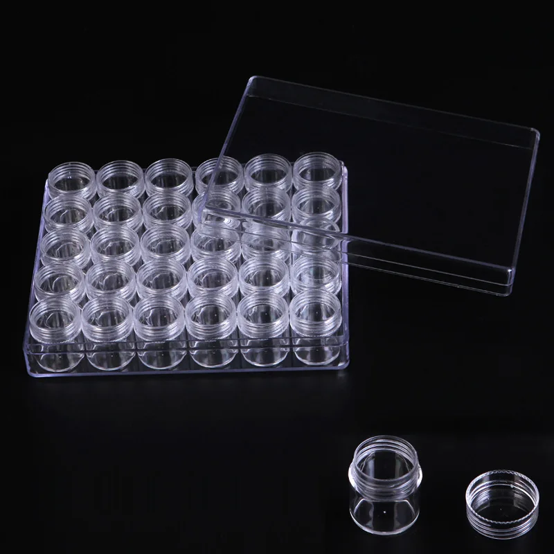 Acrylic Clear Box with 30pcs Separate Small Bottle with Lids Glitter Sample Vials Containers Organizer Handmade Jewelry Storage