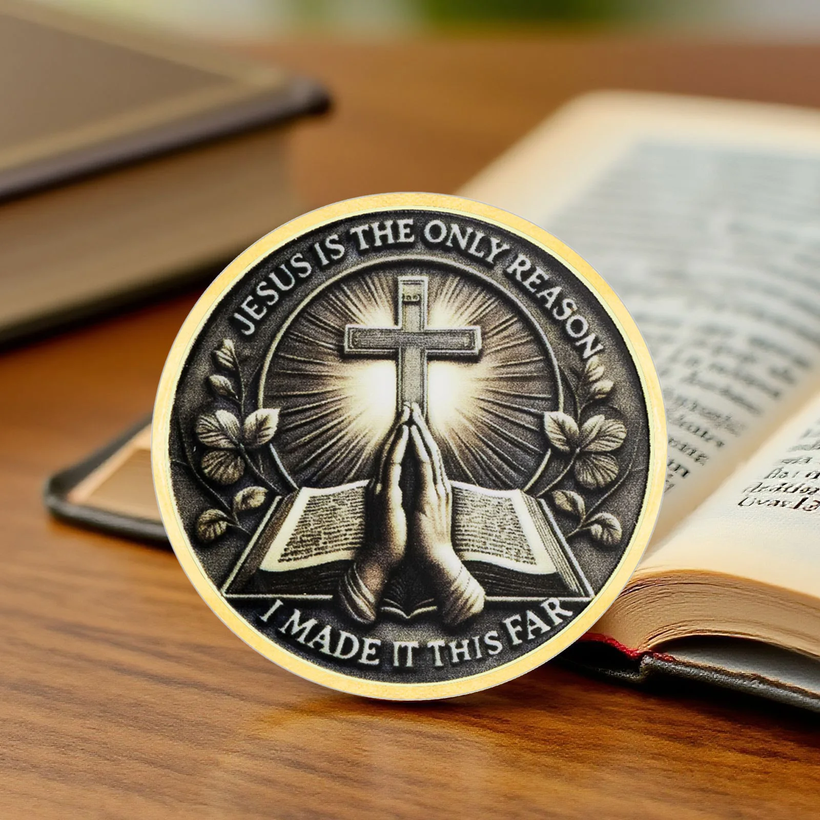 NEW Jesus Is The Only Reason Gold Plated Souvenir Coin I Made Is This Far Cross Collection Coin Home Decoration view 6