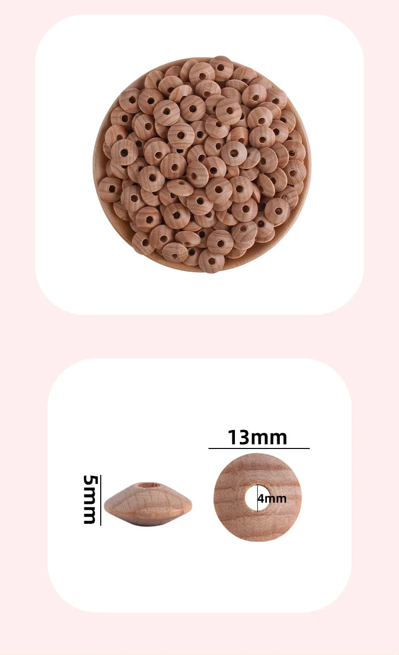 Perles de Dentition Plates en Bois pour Bébé, 13x5mm, Accessoires d'Allaitement Sûr, Sans ChFukbpa, 100 Pièces/Lot