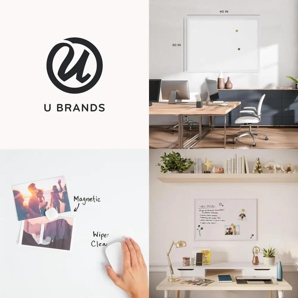 Quadro magnético branco de apagamento a seco estilo fazenda, 40 x 30 polegadas, estrutura de madeira, 2 ímãs incluídos