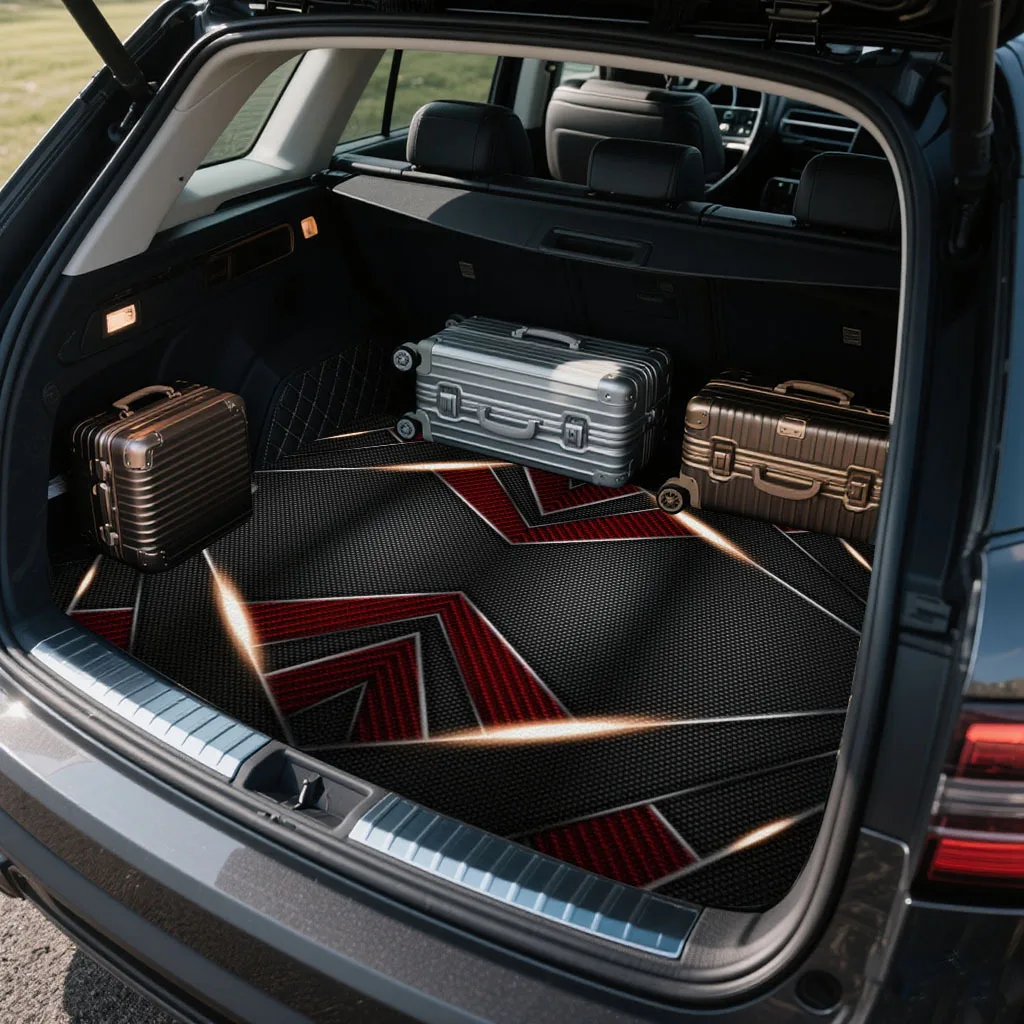1pc Car Trunk Mat With Printed Design, An Essential Travel Accessory, Universal Fit For Various Car Models, A Must-Have Interior