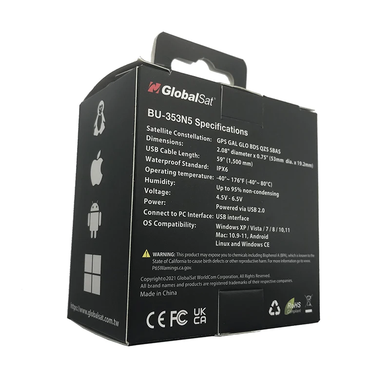 Imagem -04 - Globalsat Bu353n5 Bu353n5 Cabo Usb Receptor Gps com Interface Usb g Mouse Magnético Substituir Bu353s4 Bu-353s4 10 Peças Lote