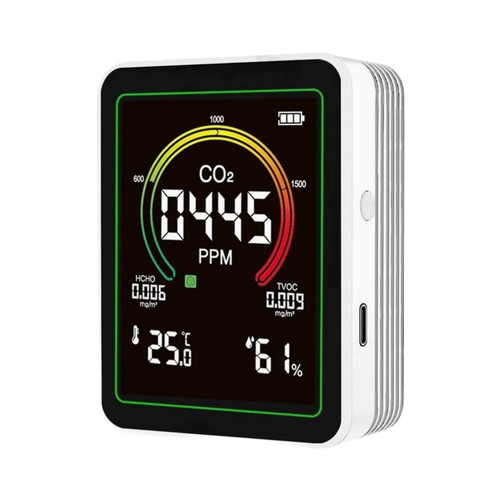 5in1 Portable for Air Quality Monitor Indoor Temp&Hygrometer Tester Suitable For Homes, Offices, Schools, And Even Vehicles