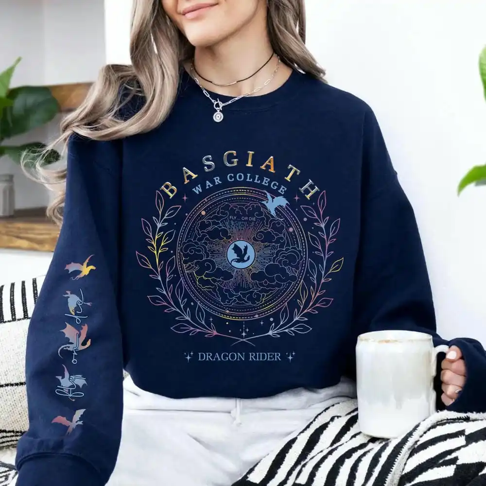 Women Y2K Top Retro Sweatshirt Basgiath War College Sweatshirt The Empyrean Series Fantasy Fourth Wing Comfort Hoodie Streetwear