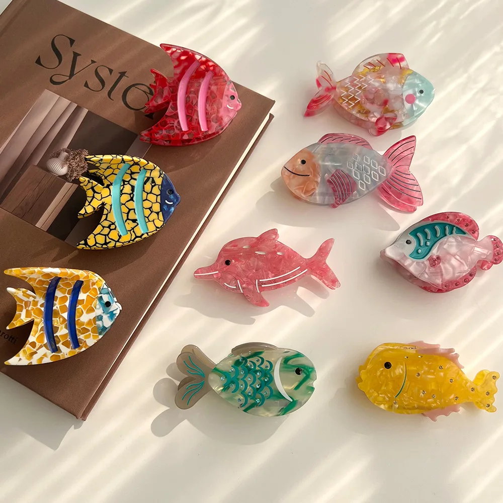 NEW Eco-Friendly Acetate Cute Fish Collection Hair Claw Colorful Underwater Animals Hair Claw Clips Hair Accessories for Women