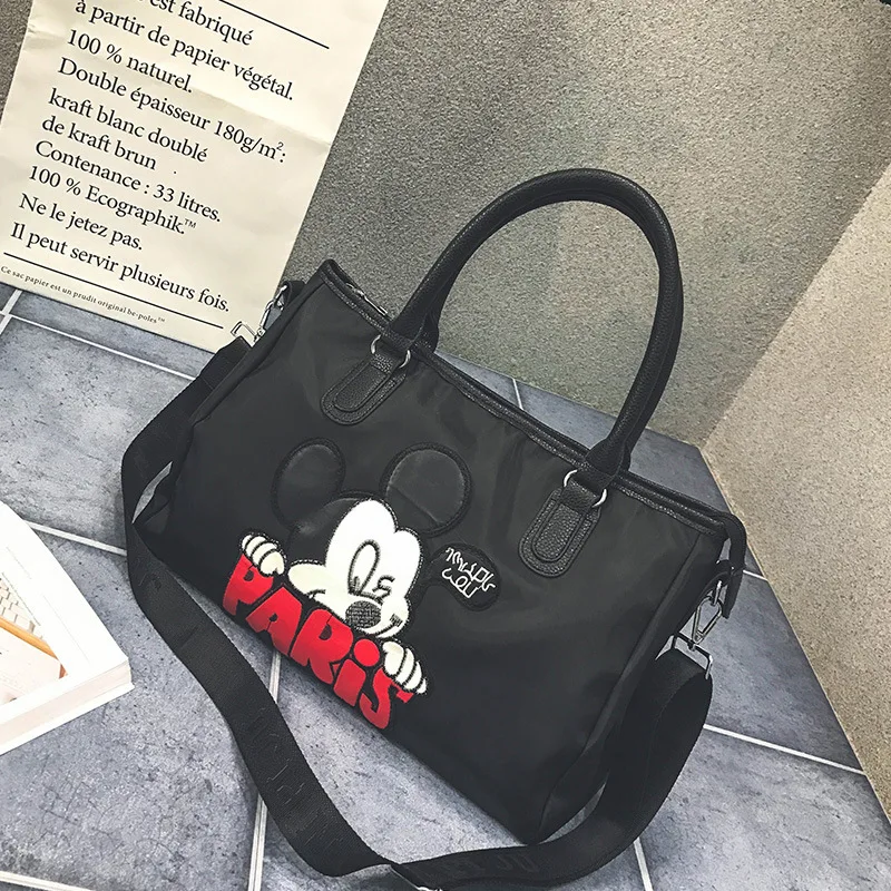 MINISO Disney Mickey Badge Short-distance Travel Bag Women\'s Large-capacity Casual Handbag Shoulder Bag Luggage Bag Fitness Bag