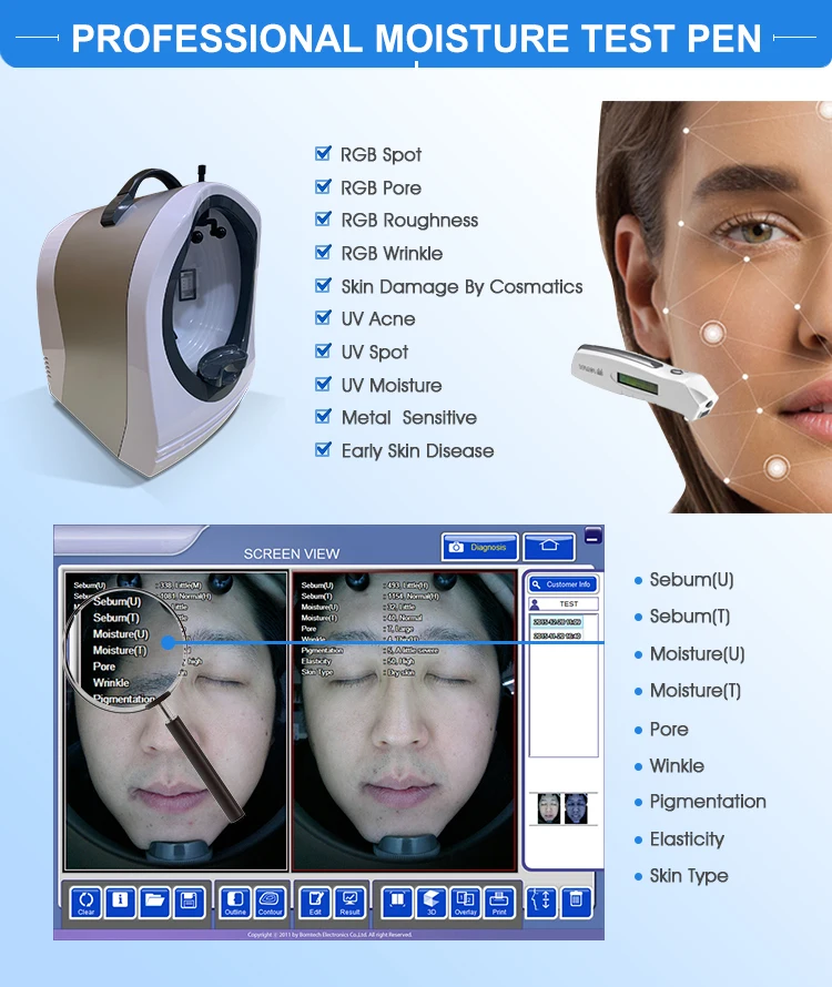 BECO Factory Price Face Skin Analyzer Machine Facial Tester Scanner Analysis Device