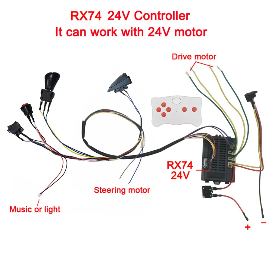 Children electric car DIY modified,Wires and switch kit with 2.4G Bluetooth rc and controller for baby electric car self-made