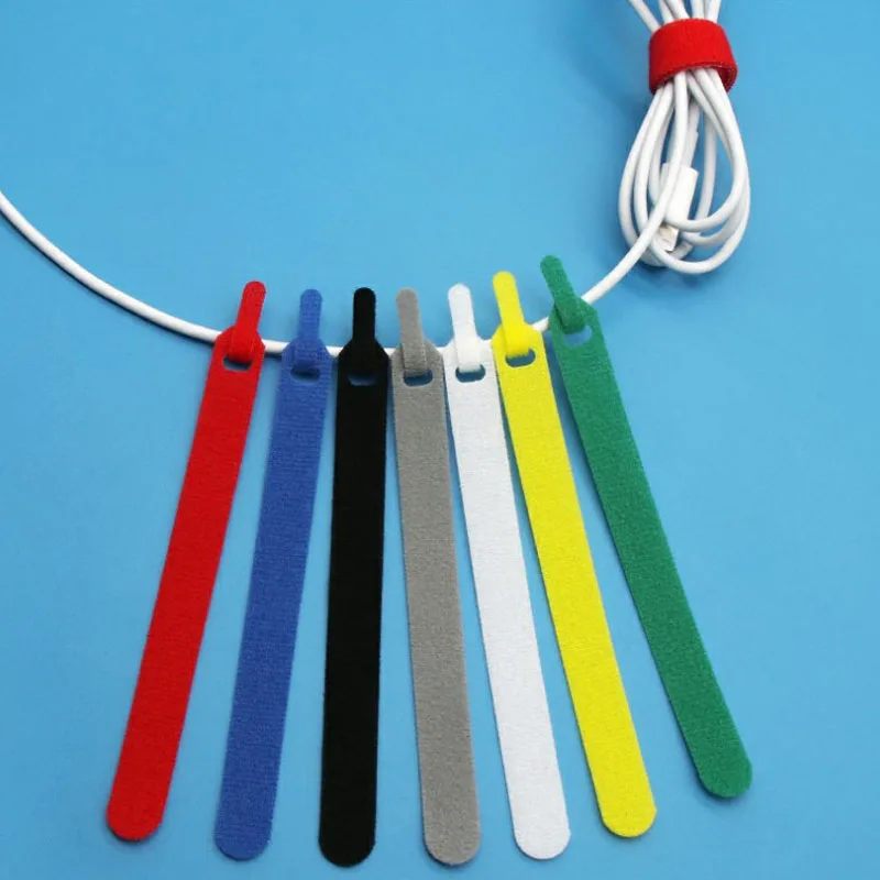 Hook and Loop Fastener Wire Organizer Releasable Cable Ties Nylon Straps Black Colors Cord Wrap Zip Bundle Bandage Tie Fastening
