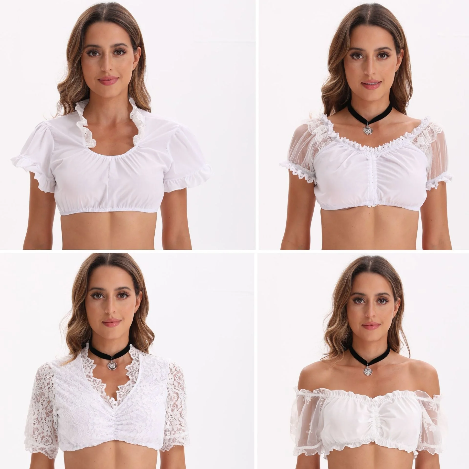 

Новинка 2024: Женский топ в этническом стиле для сценических выступлений, белый, с коротким рукавом, для пивного фестиваля