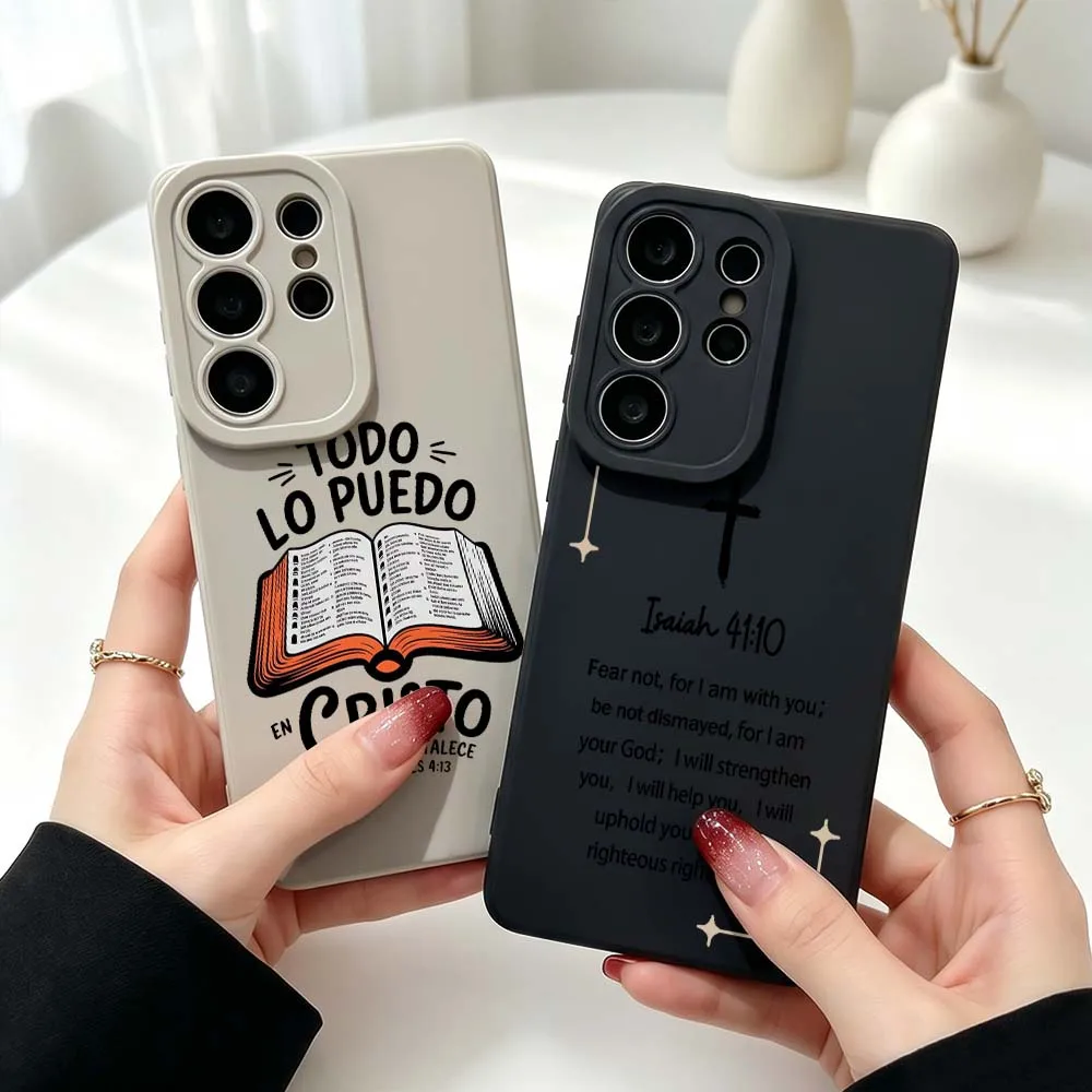 Christian Bible Book Pattern Silicone Case For Samsung Galaxy S26 S25 S24 S23 S22 S21 Ultra Plus FE Soft Phone Case Cover