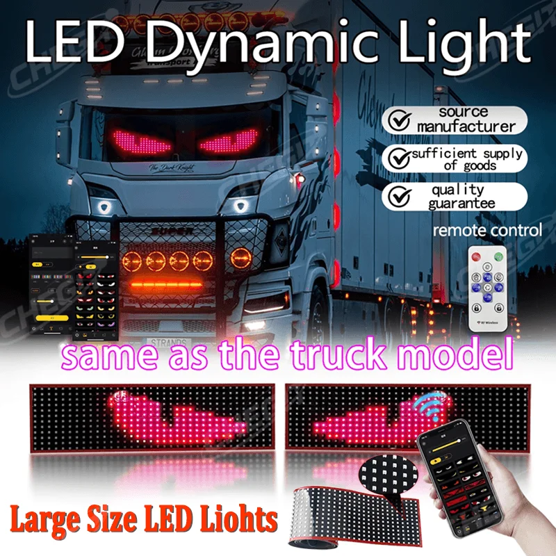 

APP Control LED Грузовик Изготовленный на заказ текстовый узор Освещение Дисплей для доски Лобовое стекло с дистанционным управлением Автомобильный свет Devil Eye Режим музыки 24 В