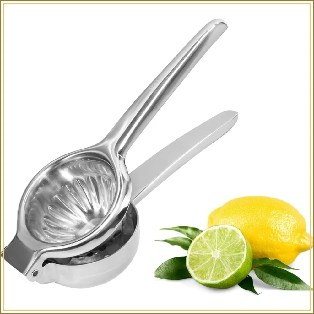 

Stainless Steel Lemon Squeezer, Heavy Duty Handheld Juicer with X-Large Bowl, Manual Citrus Press, Rust-Resistant, Dishwasher Safe