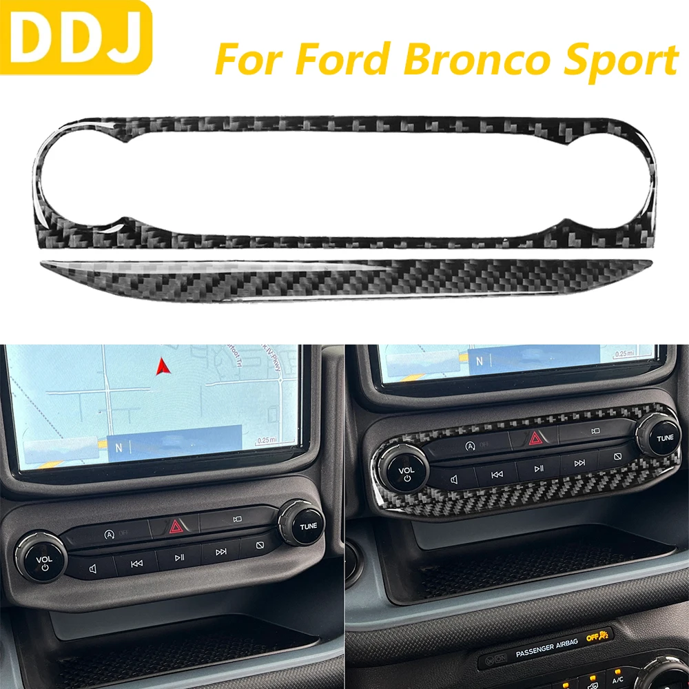 

Для Ford Bronco Sport 2021-2024 углеродное волокно центральное управление радио CD сигнальная лампа панель накладка набор автомобильных аксессуаров наклейка
