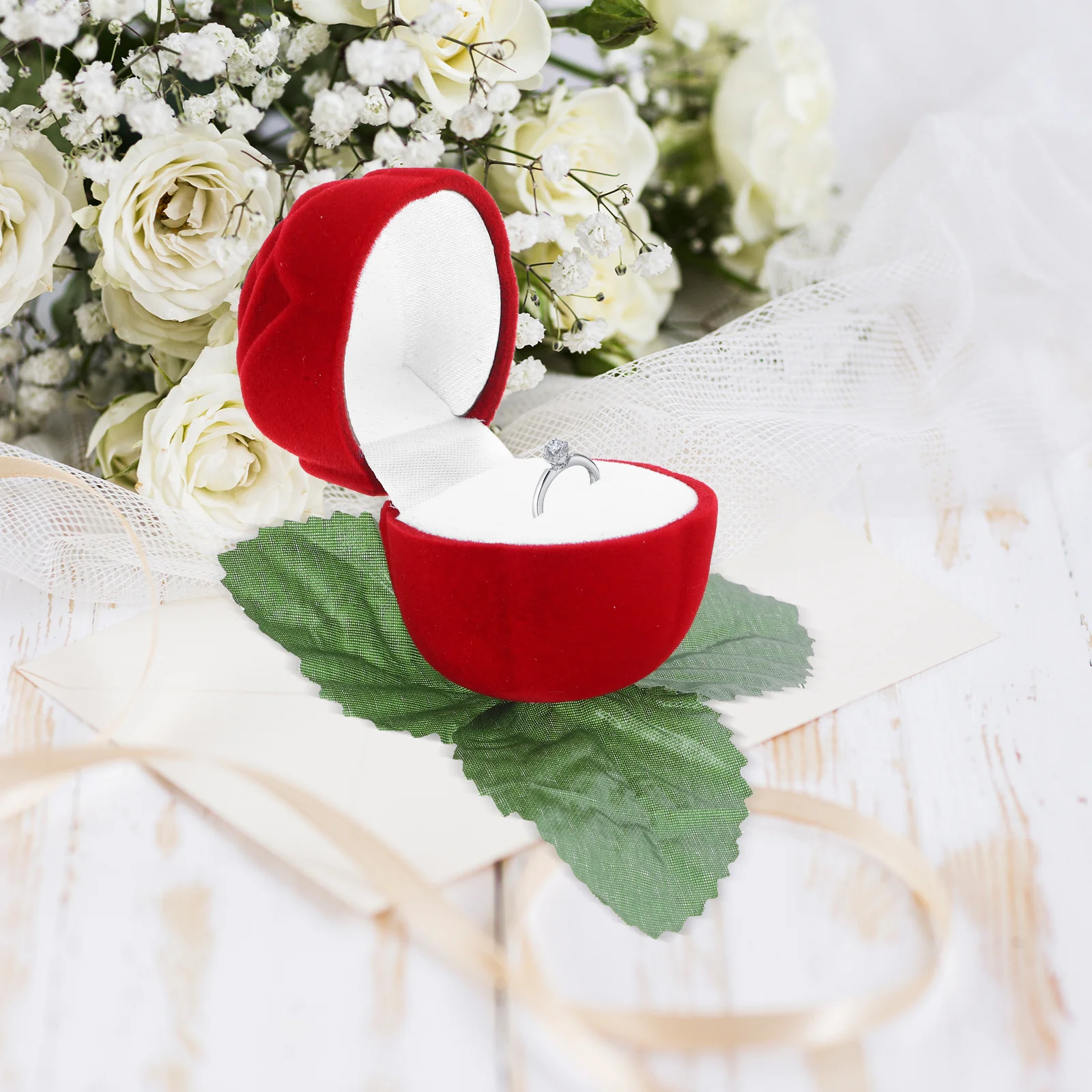

Creative Rose Ring Box Red Jewelry Case for Engagement Proposal Wedding Romantic Surprise Ring Storage Box Jewelry Travel Case