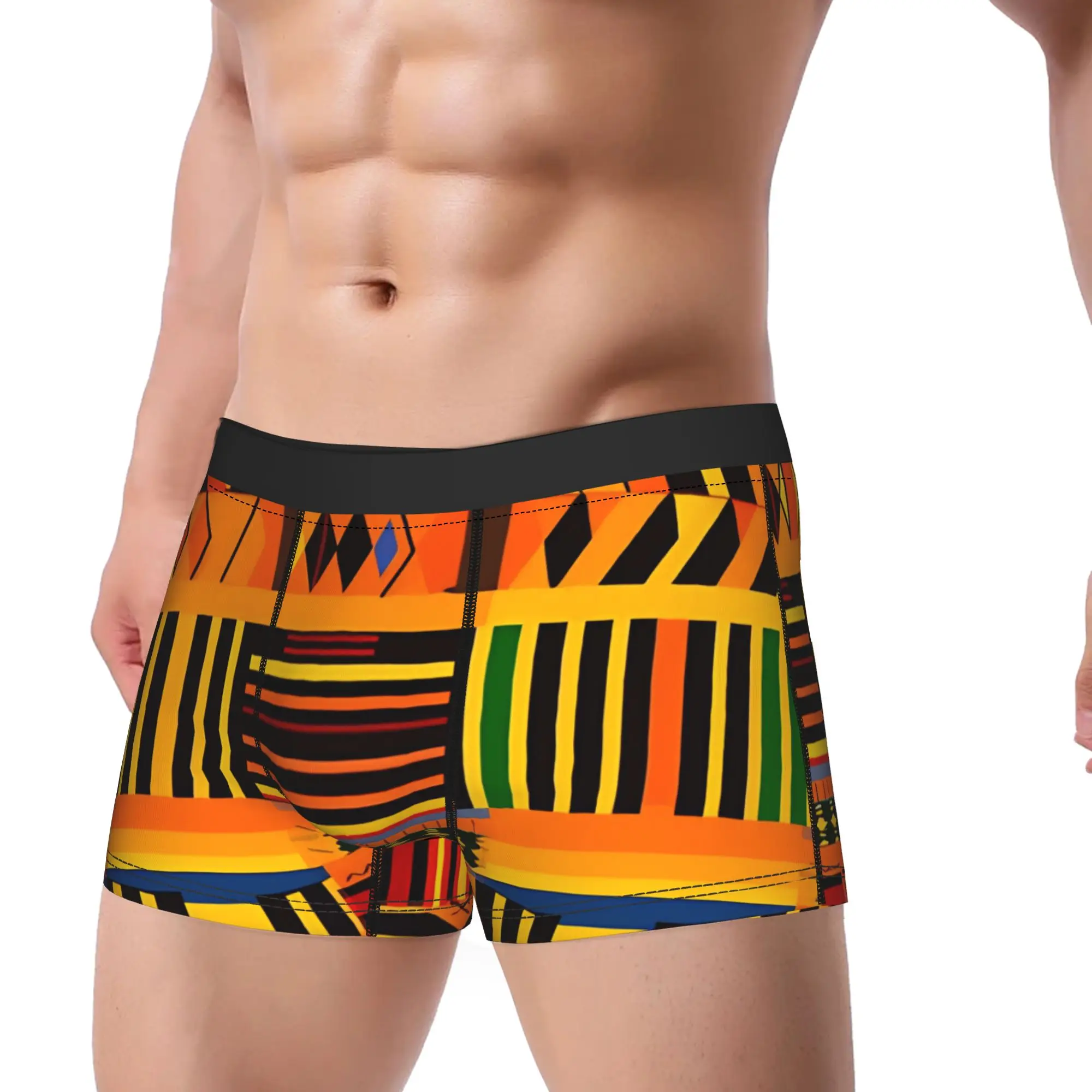 African Pattern Authentic Kente Cloth Underwear Underpants Printing Shorts Briefs For Male Pouch Large Size Boxershorts