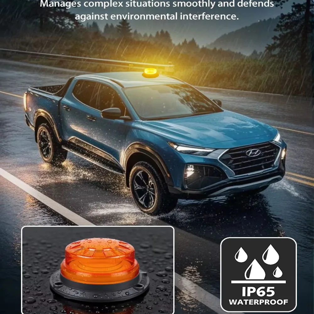 Car Emergency Light Strobe Signal Warning Light High Brightness LED 25W With Safety Magnetic Base Rotating Flash Auto Lamp