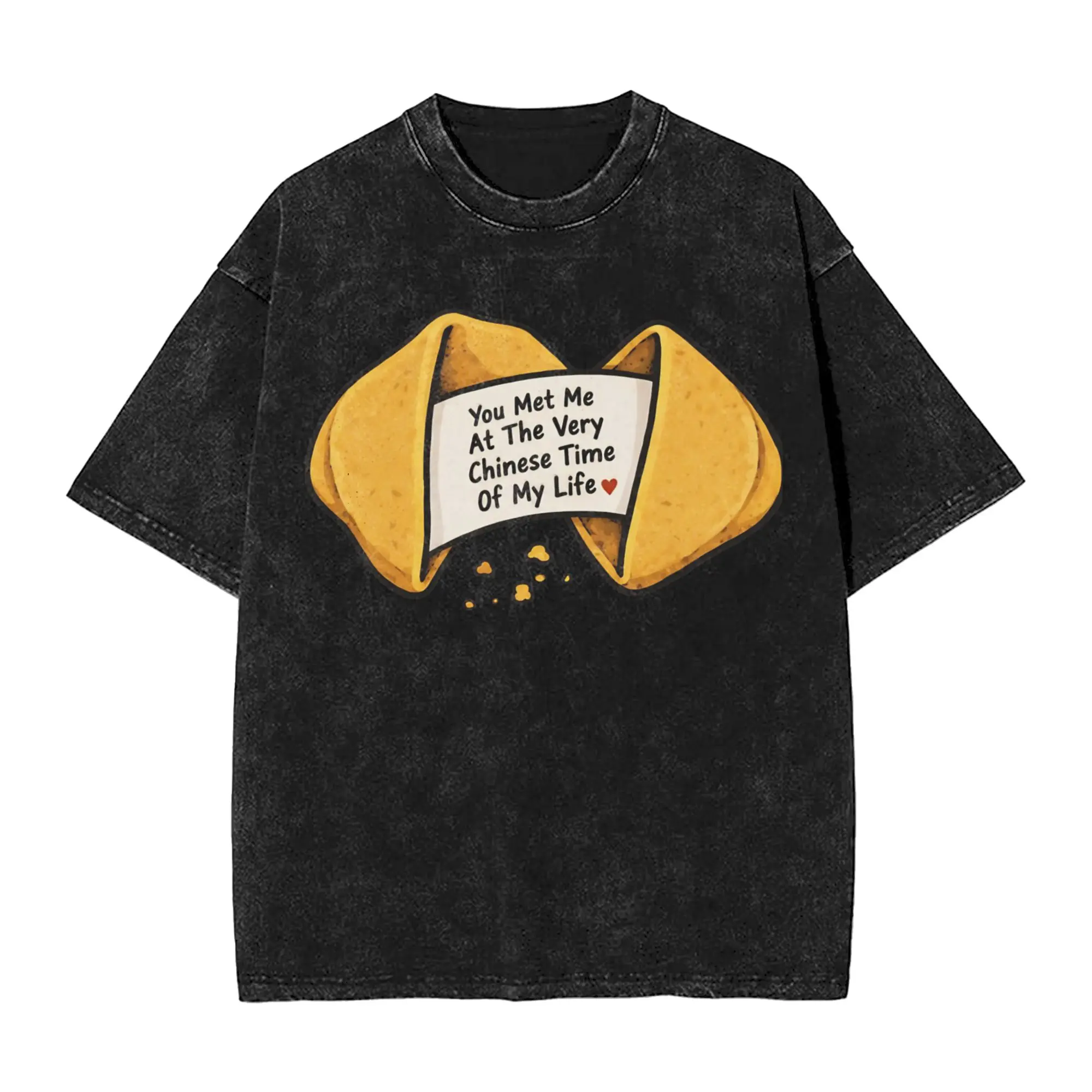 You Met Me At A Very Chinese Time In My Life Vintage Washed T Shirt Men's O-neck Short Sleeve Tops  100%Cotton Summer Tops
