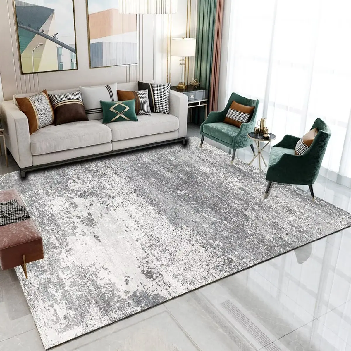 Splash-ink Artists Home Mat Modern Abstract Living Room Carpets Light Luxury Simple Rug Non-slip Soft Short Plush Bedroom Carpet