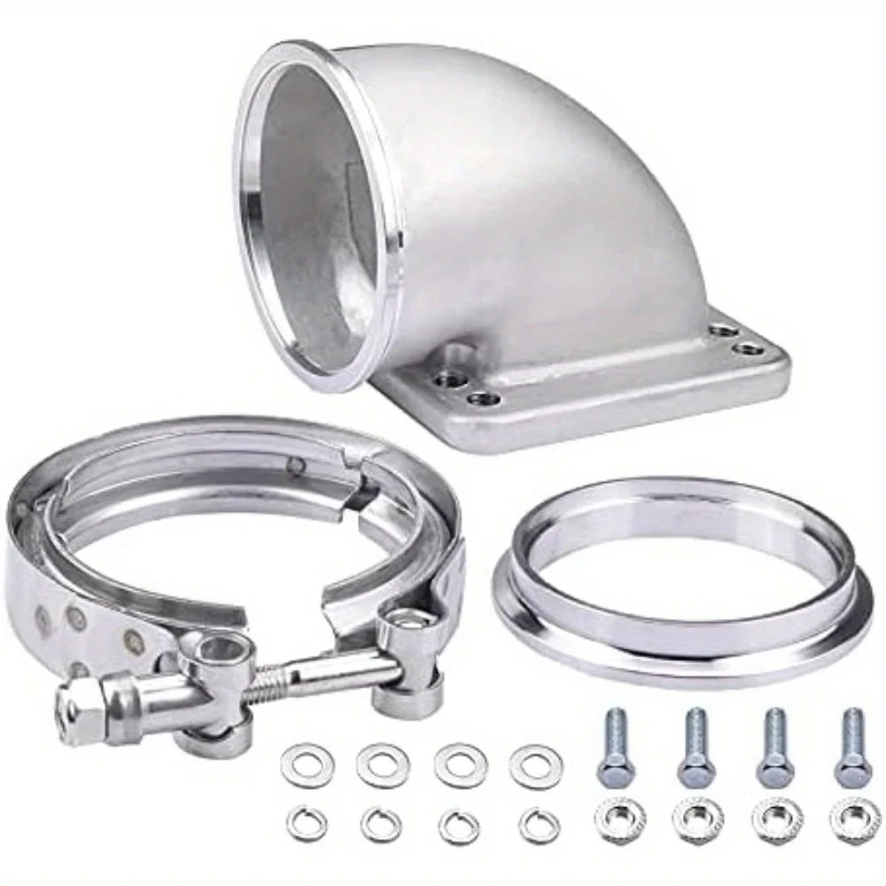 

3,0 "V-образный литой турбо-локоть, адаптер водосточной трубы из нержавеющей стали 304 для фланцевого турбокомпреда T3 T4, обновленная версия, автомобильные аксессуары