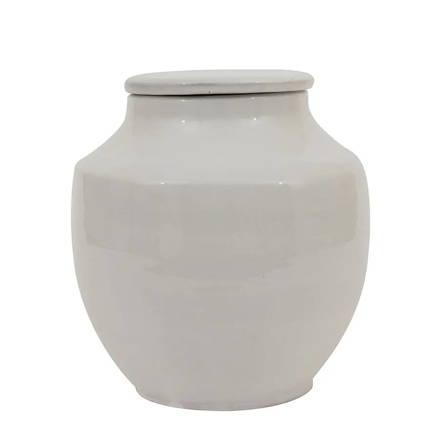 

Small Round White Terracotta Cachepot